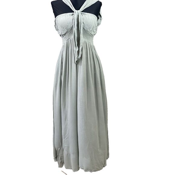 Urban Outfitters Smocked Wide Leg  jumpsuit Romper halter women‘s M green Boho - Picture 2 of 16